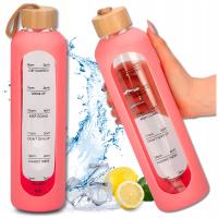 Butelka motywacyjna 1000ml bidon szczelny TRESSARI szklana na wodę BPA FREE