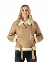 Ciepła Krótka Zimowa Kurtka PILOTKA Damska Ocieplona Futerkiem 81057-2