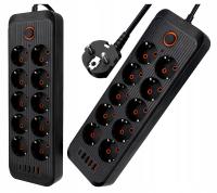 Удлинитель 3 м 10 розеток 5x USB зарядное устройство