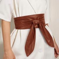 Elegancki damski pasek ozdobny - wiązany, uniwersalny brązowy