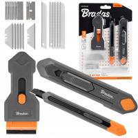 Zestaw noży z wymiennymi ostrzami i SKROBAKIEM DIY-KN191809/SET2B BRADAS
