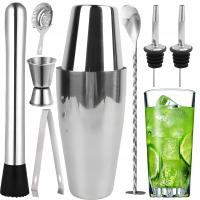 ZESTAW BARMAŃSKI 9 EL SHAKER MIARKA ŁYŻKA TŁUCZEK DO DRINKÓW KOKTAJLI 800ml