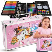 ZESTAW DO MALOWANIA DLA DZIECI ARTYSTYCZNY PLASTYCZNY WALIZKA 145el róż