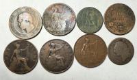 zestaw monet brąz XVIII XIX XX wiek każda inna 8 szt.