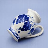 PIEKNY RĘCZNIE MALWOANY KAMIONKOWY DZBANEK KOBALTOWA WINOROŚL