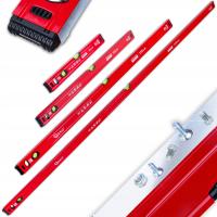 ZESTAW POZIOMIC MAGNETYCZNYCH 40-200 CM ALUMINIOWE CZERWONE 20MM 0,5 mm/m