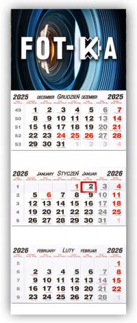 Kalendarz TRÓJDZIELNY z Twoim LOGO na 2026r.