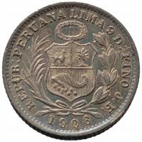 44629. Peru - 1/2 dinero - 1906r. - Ag