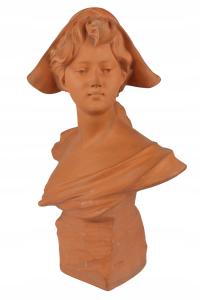 Terakotowe popiersie sygnowane PP 1900 rok Antyk