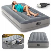 MATERAC DMUCHANY JEDNOOSOBOWY 191x99 USB WELUR+POMPKA AUTOMAT SAMOPOMPUJĄCY