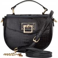 Monnari Klasyczna Torebka Damska Listonoszka Na Ramię Czarna Logo Kuferek