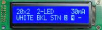 ART LCD 2x20-W/B z LED White/Blue Ext.Темп.