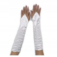 RĘKAWICZKI DAMSKIE ŚLUBNE DŁUGIE SATYNOWE BIAŁE 2127