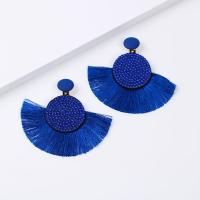 Klipsy wiszące boho chwosty chabrowe cyrkonia c25