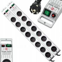 2× Listwa zasilająca Brennenstuhl Super Solid 8 gniazd 2,5 m srebrny