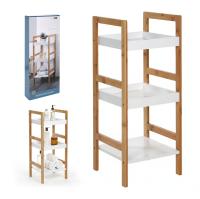 Regał łazienkowy bambusowy biały stojący 3 półki szafka 30x30x72 cm
