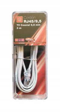 Kabel Coaxial Optex Cordon RJ45 TV 9,5 3 m