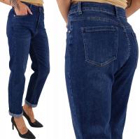 Shiny elastyczne boyfriend dżinsy jeansy damskie mom jeans