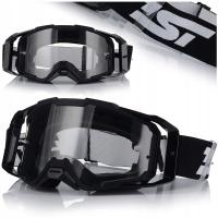 Gogle motocyklowe 1ST MX01 czarne przezroczysta szybka z mocowaniem zrywek