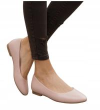 Baleriny damskie gładkie Cieliste buty balerinki wiosenne 18626