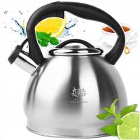 CZAJNIK na GAZ CZAJNIK z GWIZDKIEM POKRYWĄ 1,8L STAL INDUKCJA SREBRNY