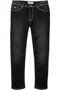 Męskie spodnie jeansowe czarne proste ze stretchem AJ15 M/L