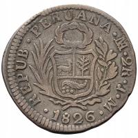 44644. Peru - 2 reale - 1826r. - Ag (6,53g/28mm)