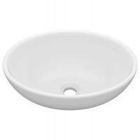 Luksusowa, owalna umywalka, matowa biel, 40x33 cm, ceramiczna