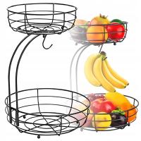 METALOWY KOSZ NA OWOCE WARZYWA KOSZYK STOJAK PIĘTROWY CZARNY 2 POZIOMY