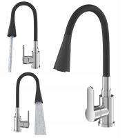 СМЕСИТЕЛЬ ДЛЯ КУХНИ ХРОМИРОВАННЫЙ ГИБКИЙ НОСИК FLEXO КРАН ЧЕРНЫЙ ГИБКИЙ НОСИК