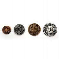 ZESTAW 4 KLASYCZNYCH UNIWERSALNYCH METALOWYCH MONET LARP RPG