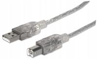 Kabel USB B - USB A Manhattan 345408 5 m srebrny
