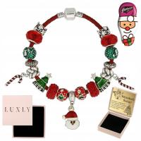 BRANSOLETKA DAMSKA MODUŁOWA ŚWIĄTECZNA SREBRNA NA PREZENT Z GRAWEREM PIĘKNA