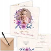 ZAPROSZENIA NA CHRZEST PERSONALIZOWANE DLA DZIEWCZYNKI ZE ZDJĘCIEM