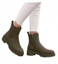 Botki dziecięce Ocieplane oliwkowe buty zimowe dla dziewczynki 18375