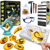 LT607 ZESTAW ARCHEOLOGICZNY WYKOPALISKA SKAMIELINY OWADY BURSZTYNY MŁOTEK