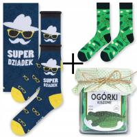 SOXO prezent na dzień dziadka skarpety ogórki + skarpetki Super Dziadek