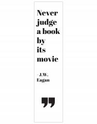 Zakładka do książki z cytatem NEVER JUDGE A BOOK