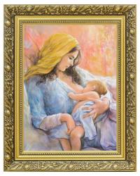 Matka Boska karmiąca różowa obraz CANVAS 40x50