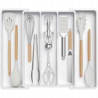Organizer do Szuflady na Sztućce i Przybory biały regulowany 33-57 cm