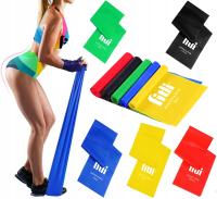 НАБОР ИЗ 5 РЕЗИНОВЫХ ЛЕНТ ДЛЯ ФИТНЕСА, ТРЕНИРОВОЧНАЯ РЕАБИЛИТАЦИОННАЯ ЛЕНТА ДЛЯ ФИТНЕСА, ПЛОСКАЯ ЛЕНТА 2 М