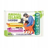 Animal Island karma mokra KOT 2x drób z wątróbką 2x cielęcina ZESTAW 4x85g