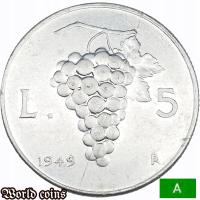 5 LIR 1949 WŁOCHY - BŁĄD MENNICZY