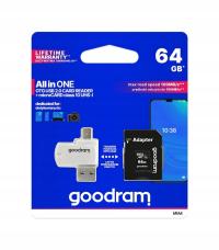 Karta pamięci microSD Goodram 64 GB + Czytnik + Adapter