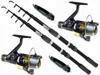 Набор 2x телескопическая удочка-телескоп TRAVEL360 см и 2x рыболовная катушка с леской