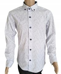 Koszula chłopięca bawełniana biała wzór Turcja długi rękaw