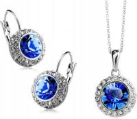 Srebrny komplet biżuterii ślubnej Kate granatowe cyrkonie srebrzony