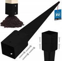 PODSTAWA SŁUPA WBIJANA DO ZIEMI KOTWA CZARNY 91X91X750 PERGOLA ALTANA STAL