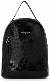 Женский рюкзак NOBO Black на цепочке с лакированным рисунком CROCO вмещает A5
