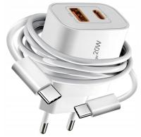 Ładowarka sieciowa VIDVIE PLE248 1xUSB + 1xType C 20W biały z kablem 1 m